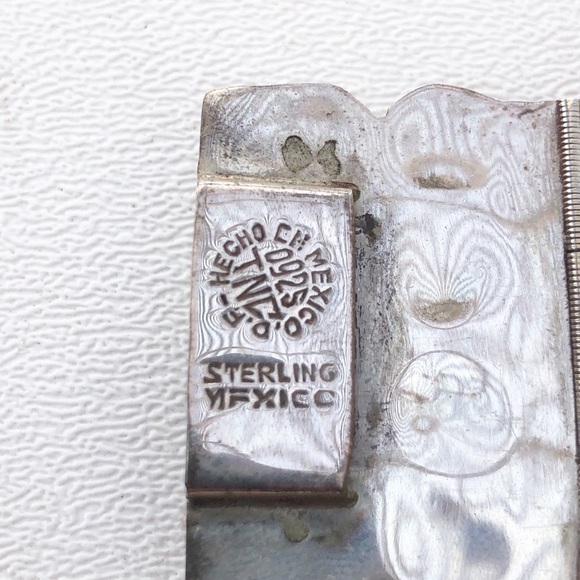 Vintage Mexico Sterling Inlay Panel Bracelet - Picture 3 of 11